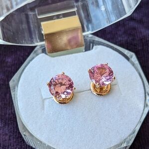 Solid 14K Gold Stud Earrings With 2.5 Carat Total Weight Sparkly Pink Sapphires